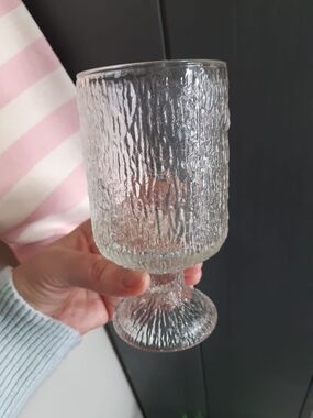 Vintage Scandinavian Ice Bark Glass Goblets - Set of 4